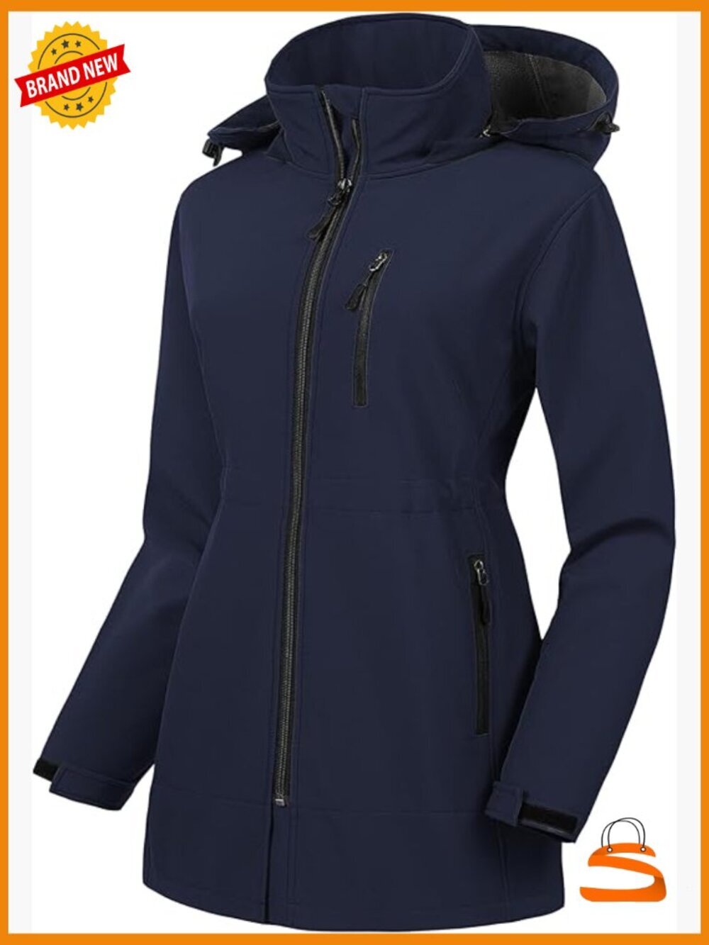 Plus Size Long Softshell Jacket Waterproof Fleece Lined Windbreaker